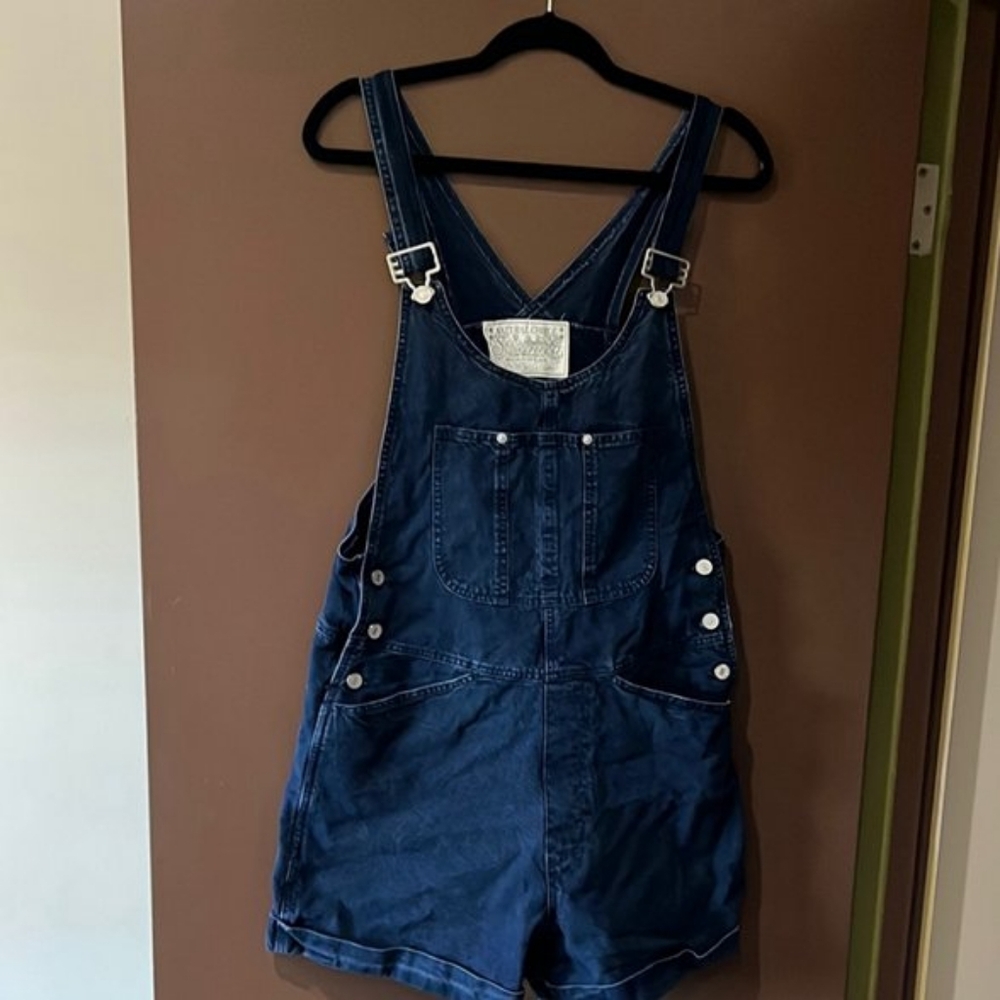 Vintage Natural Choice   Dark Blue Denim Shortalls Overalls